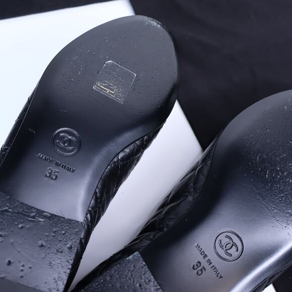 CHANEL Cambon Leather CC Quilted Ballet Flats Black Almond Toe Women's 35/US 5 - Picture 10 of 10
